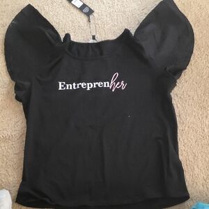 Fashionnova Entreprenher Black Women's Flutter Sleeve Top